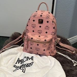 MCM Pink Stark Backpack - Logo Monogram Leather